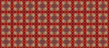 Kusursuz kraliyet lüksü, altın barok kumaş rengi. Altın antika ortaçağ dekoratifi, kırmızı, kahverengi ve bej renklerinde altın desenli süslemeler..