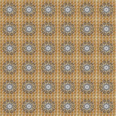 Raster altın pürüzsüz desen. Kusursuz altın desenli bukleler. Doğu tarzı arabesk tarzında altın elementler. Kahverengi ve beyaz renklerde pürüzsüz desen.