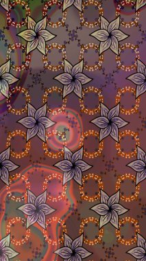 Tekstil, kumaş, ambalaj, hatıra defteri için hoş bir çiçek arkaplanı. Kahverengi ve bej arka planda. El çizimi çiçekli, pürüzsüz bir desen. Çocuksu tasarım.