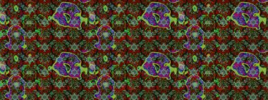 Çizim kalıbı. Raster illüstrasyonu. Organik motif arka planı. Ultraviyole kumaş deseni.