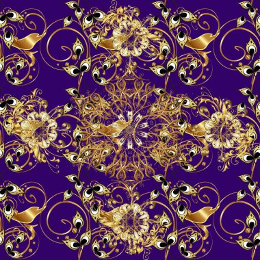 Klasik raster sarısı, kusursuz desen. Çiçek süsü kumaş deseni, cam, çiçek desenli metal mavi ve kahverengi, altın elementli..
