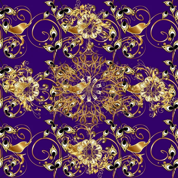 Klasik raster sarısı, kusursuz desen. Çiçek süsü kumaş deseni, cam, çiçek desenli metal mavi ve kahverengi, altın elementli..