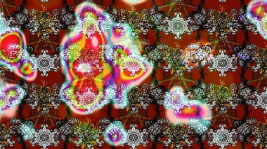 Raster illustration. In nice textile style on brown and gray colors. Floral sketch pattern with watercolor flowers.