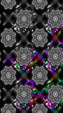 Hediye ambalaj kağıdı, tebrik kartları, posterler ve pankart tasarımı. Raster düz çiçek çizim deseni. Siyah ve gri renkte çiçekler.