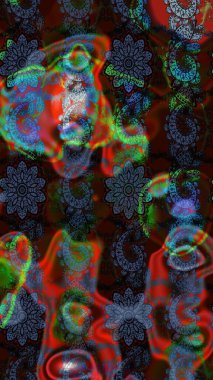 Renkli Yaz Temalı eskiz kalıbı. Düz Çiçek Elementleri Tasarımı. Güzel kumaş deseni. Raster çiçekli arka plan. Yazdır. Güzel çizim şekli..