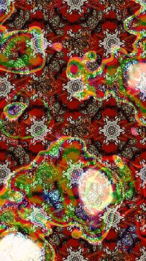 Kahverengi renklerde bahar çiçekleri. Çiçek ve yapraklı karalama şeklinde Raster çiçek deseni. Raster illüstrasyonu.