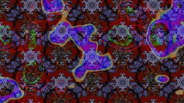 Çizim çiçek deseni duvar kâğıdı olarak kullanılabilir. Kahverengi ve kırmızı renkte çiçekler. Raster illüstrasyonu.