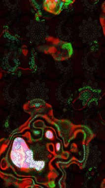 Tekstil için suluboya eskiz deseni. Şirin çiçekli, desenli, siyah ve kahverengi renkli bir eskiz deseni. El çizimi çiçek çizimi deseni (fayans)).