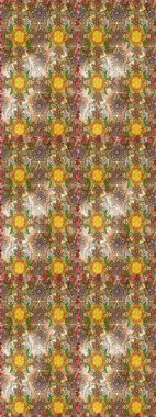 Raster illüstrasyonundaki çiçek desenli çizim. Kahverengi ve bej renkli çiçekler. Düz Çiçek Elementleri Tasarımı. Renkli Yaz Teması çizim şablonu.