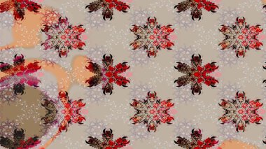 Raster güzel kumaş deseni çiziyor. Renkli Bahar Teması eskiz kalıbı. Düz Çiçek Elementleri Tasarımı. Çiçek deseni.