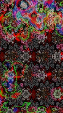 Raster illüstrasyonu. Siyah ve gri renklerde. Anti-stres için Raster soyut şablon sayfası.