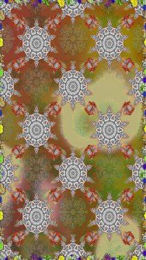 Zentangle soyut çiçekleri. Güzel kumaş deseni. Karalama çiçeği. Düz Çiçek Elementleri Tasarımı. Raster illüstrasyonu. Renkli Bahar Teması Kusursuz Arkaplan.