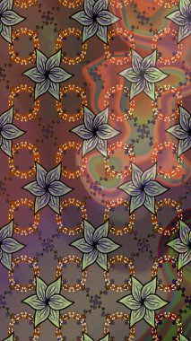 Raster illüstrasyonu. El çizimi. Çiçekli, yapraklı, çiçek desenli çizim..