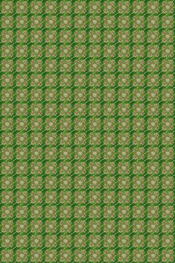 Raster geometrik arka plan. Altın rengi, kusursuz çizim. Yeşil, nötr ve kahverengi renklerde altın çiçekli altın desenler. Senin tasarımın için, duvar kağıdı..