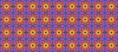 Raster deseni. Bahar çiçekleriyle desen dallı, menekşe, turuncu ve siyah renkler çiçekli siluet.