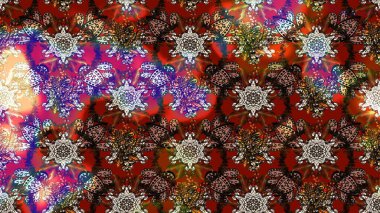 Yumuşak, bahar çiçekli arka plan. Çiçekli karalama şeklinde Raster çiçek deseni. Kahverengi ve kırmızı renkte çiçekler.