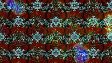 Renkli Bahar Teması eskiz kalıbı. Sevimli çiçek raster deseni. Düz Çiçek Elementleri Tasarımı. Kahverengi ve kırmızı renkte çiçekler.