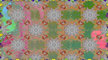 Tropik çiçekler. Gri ve yeşil renkli çiçekler. Tişörtsüz arka plan deseni.