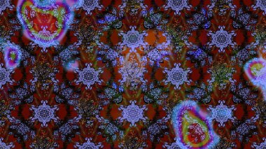 Tekstil tasarımı için kahverengi ve mor renkli geleneksel halk çiçekleri buketi. Üzerinde gelincikler ve vadi zambakları olan renkli çiçek desenli nakış..