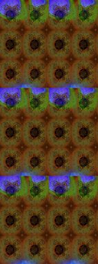 Raster Çiçek İllüstrasyonu güzel tekstil. Kahverengi renkli etnik çiçeklerle zarif bir eskiz deseni..