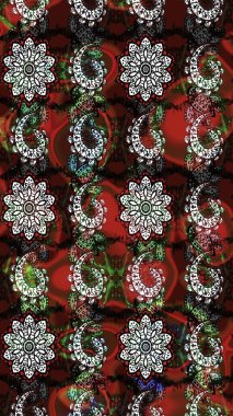 Renkli Bahar Teması eskiz kalıbı. Raster Modaya uygun kumaş deseni. Kahverengi ve siyah renkli şirin çiçek desenleri. Düz Çiçek Elementleri Tasarımı.