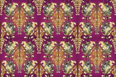 Kusursuz ahşap oyma. Klasik mobilya tarzı. Lüks mobilyalar. Patina. Oyma. Mor, kahverengi ve altın kaplamalı bej arkaplan. Küçük bir alan derinliği. Altın elementlerle desen.