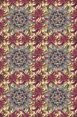 Kusursuz altın desen. Altın desenli gri, bej ve kahverengi, altın elementli. Raster doğulu süsü.