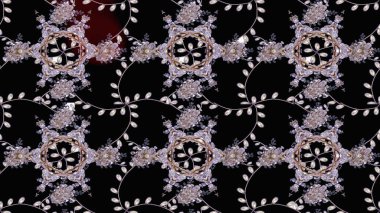 Raster illüstrasyonu. Nazik, yaz çiçekleri siyah renklerde. Raster deseni. Küçük çiçekte sevimli çiçek deseni var..