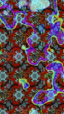 Mavi, kırmızı ve kahverengi renkte çiçekler. Raster düz çiçek çizim deseni. Tasarım hediye paketi, tebrik kartları, posterler ve afiş tasarımı.