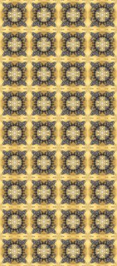 Altın antika ortaçağ dekoratifi, yapraklar ve bej, gri ve sarı renkte altın desenli süslemeleri olan pürüzsüz bir desen. Kusursuz kraliyet lüksü, altın barok kumaş rengi..