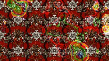 Küçük kahverengi ve kırmızı çiçeklerle oldukça eski bir besin torbası deseni. Tekstil, kumaş, kapaklar, duvar kağıtları, baskı, paket, koleksiyon defteri, örgü, dekupaj için çiçek arkaplanı..