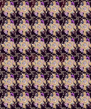 Düz Çiçek Elementleri Tasarımı. Raster illüstrasyonundaki çiçek desenli çizim. Güzel kumaş deseni. Renkli Bahar Teması çizim şablonu.