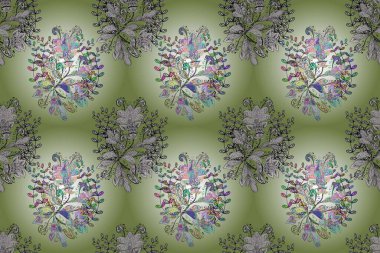 Raster illüstrasyonunda kusursuz çiçek deseni. Suluboya tarzında tarafsız ve bej renkte çiçekler.