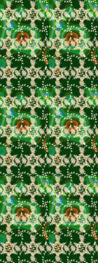 Raster illüstrasyonundaki çiçek desenli çizim. Yeşil renkte çiçekler.