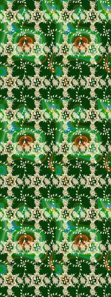 Raster illüstrasyonundaki çiçek desenli çizim. Yeşil renkte çiçekler.