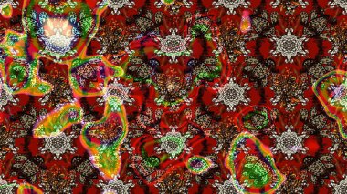 Kahverengi ve kırmızı renkte çiçekler. Raster illüstrasyonunda çiçek deseni çizimi.