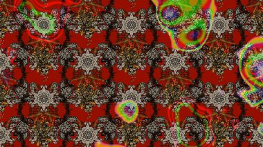 Kırmızı ve kahverengi renklerde. Raster illüstrasyonu. Anti-stres için Raster soyut şablon sayfası.