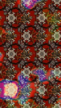 Çiçek ve yapraklı çiçek deseni. Küçük çiçekli şirin bir desen. Raster illüstrasyonu.