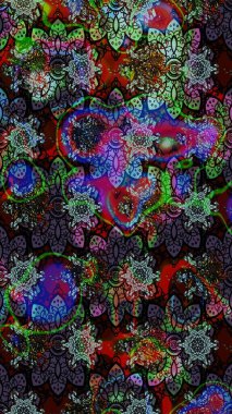 Raster illüstrasyonu. Küçük çiçekteki sevimli çiçek deseni. Raster deseni. Soyut çiçek çizim kalıbı arka planı. Siyah ve kahverengi renklerde.