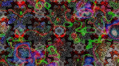 Raster illüstrasyonu. Desen, çizim, çiçek sınırı. Kıvırcık, parlak örgü. Çiçek çelengi. Güzel, parlak, pürüzsüz kumaş, tuval. Klasik eski arkaplan.