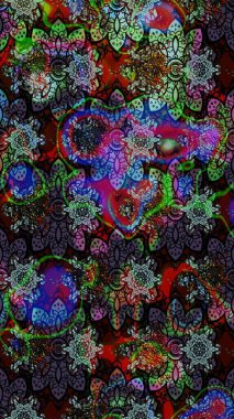 Raster illüstrasyonu. Küçük çiçekteki sevimli çiçek deseni. Raster deseni. Soyut çiçek çizim kalıbı arka planı. Siyah ve kahverengi renklerde.