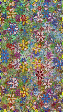 Yeşil ve nötr renklerde çiçekler. Raster illüstrasyonunda kusursuz çiçek deseni.