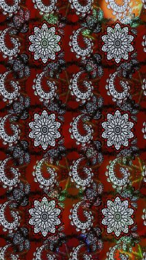 Renkli Yaz Temalı eskiz kalıbı. Sevimli çiçek raster deseni. Modaya uygun kumaş deseni. Düz Çiçek Elementleri Tasarımı.