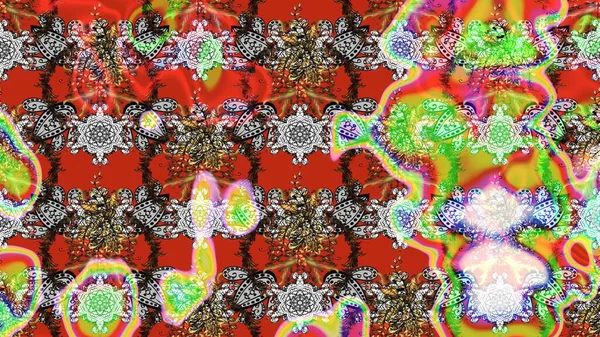 Düz Çiçek Elementleri Tasarımı. Çiçeksel fantezi tasarımı ve parlak bir arka plan çizimi. Renkli Bahar Teması çizim şablonu.