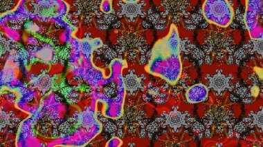 Sevimli çiçek raster deseni. Düz Çiçek Elementleri Tasarımı. Renkli Bahar Teması eskiz kalıbı. Gri ve kırmızı renkte çiçekler.