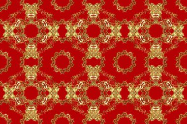 Kahverengi, turuncu ve kırmızı renklerde Raster altın deseni. Kış sembolü, Mutlu Noeller, Mutlu yıllar 2019. Altın kar taneleri basit, pürüzsüz desen. Soyut duvar kağıdı, ambalaj dekorasyonu