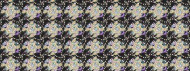 Gri renkli etnik çiçekli zarif eskiz deseni. Raster Çiçek İllüstrasyonu güzel tekstil..