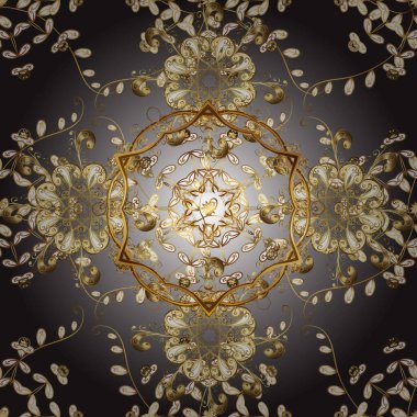 Çiçek süsü kumaş deseni, cam, çiçek desenli metal gri, kahverengi ve altın elementli. Klasik raster altın pürüzsüz desen.