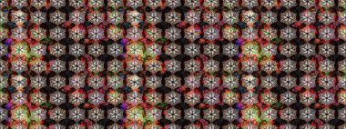 Siyah ve kahverengi renkli güzel bir tekstil. Suluboya çiçekli çiçek deseni. Raster illüstrasyonu.