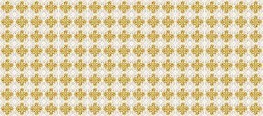 Klasik klasik klasik arka plan. Kusursuz klasik raster beyaz, sarı ve altın desenli. Geleneksel oryantasyon süsü.